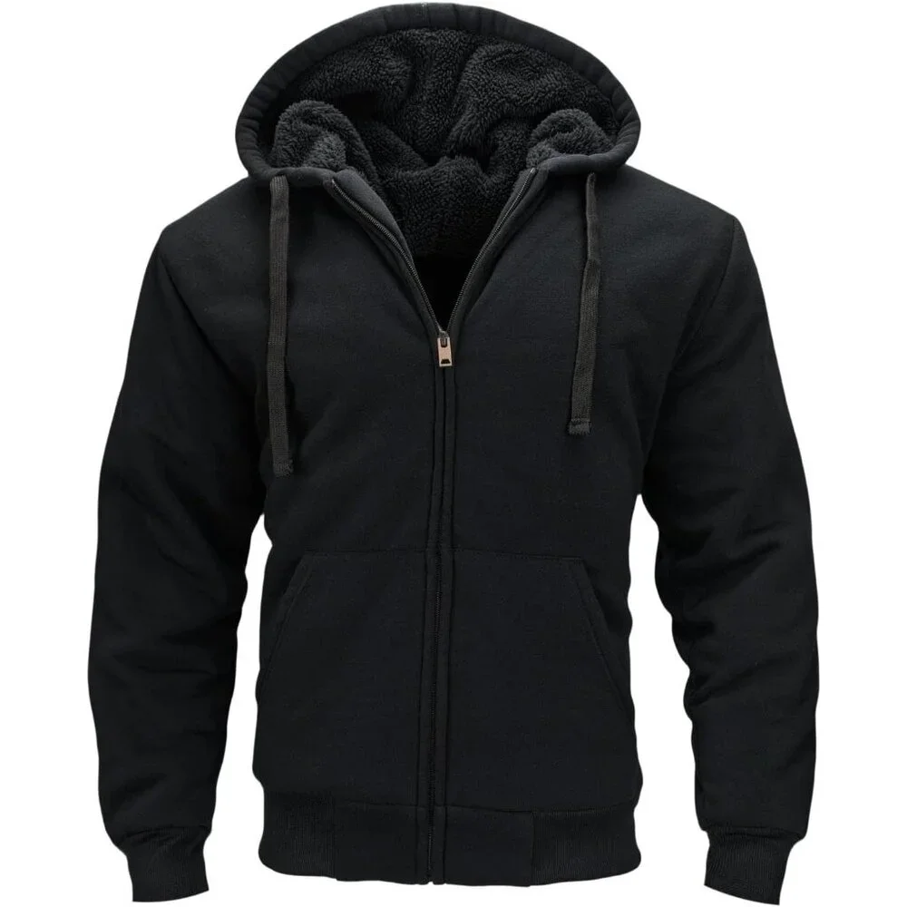 Lined Hoodies for Men Heavyweight Full Zip Up Sweatshirt Thick Fleece Jackets - Picture 4 of 6